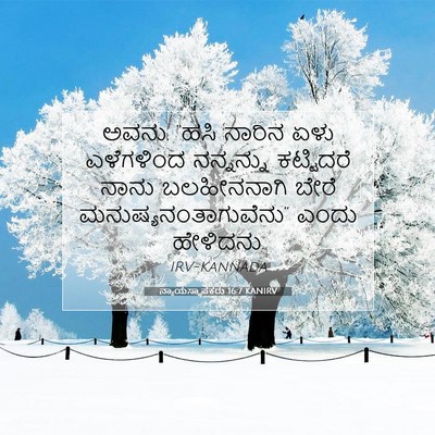 Picture 07 - ನ್ಯಾಯಸ್ಥಾಪಕರು 16:7 KANIRV - ಅವನು, “ಹಸಿ ನಾರಿನ - Bible Verse Picture