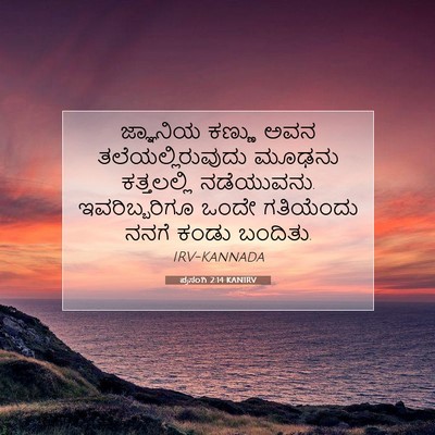 Picture 07 - ಪ್ರಸಂಗಿ 2:14 KANIRV - ಜ್ಞಾನಿಯ ಕಣ್ಣು ಅವನ - Bible Verse Picture