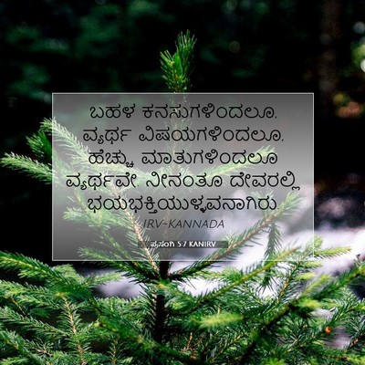 Picture 07 - ಪ್ರಸಂಗಿ 5:7 KANIRV - ಬಹಳ ಕನಸುಗಳಿಂದಲೂ, - Bible Verse Picture