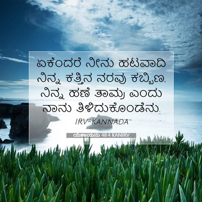 Picture 07 - ಯೆಶಾಯನು 48:4 KANIRV - ಏಕೆಂದರೆ ನೀನು - Bible Verse Picture