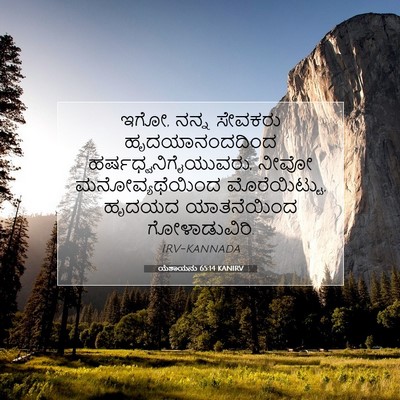 Picture 07 - ಯೆಶಾಯನು 65:14 KANIRV - ಇಗೋ, ನನ್ನ ಸೇವಕರು - Bible Verse Picture