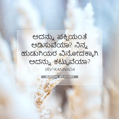 Picture 07 - ಯೋಬನು 41:5 KANIRV - ಅದನ್ನು ಪಕ್ಷಿಯಂತೆ - Bible Verse Picture