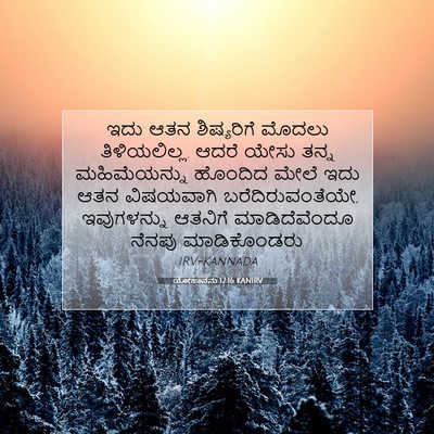 Picture 07 - ಯೋಹಾನನು 12:16 KANIRV - ಇದು ಆತನ ಶಿಷ್ಯರಿಗೆ - Bible Verse Picture