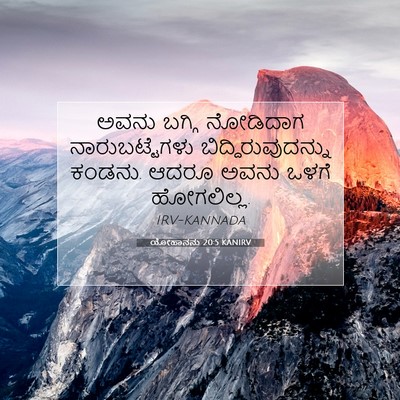 Picture 07 - ಯೋಹಾನನು 20:5 KANIRV - ಅವನು ಬಗ್ಗಿ - Bible Verse Picture