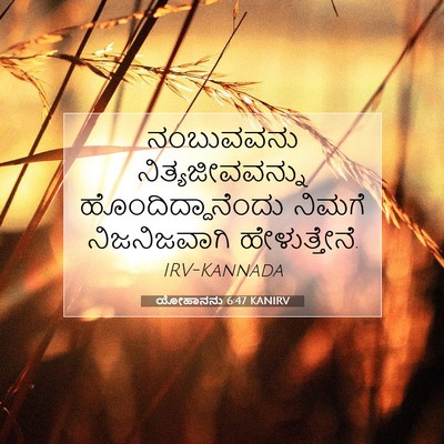 Picture 07 - ಯೋಹಾನನು 6:47 KANIRV - ನಂಬುವವನು - Bible Verse Picture