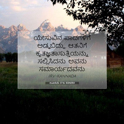 Picture 07 - ಲೂಕನು 17:16 KANIRV - ಯೇಸುವಿನ ಪಾದಗಳಿಗೆ - Bible Verse Picture