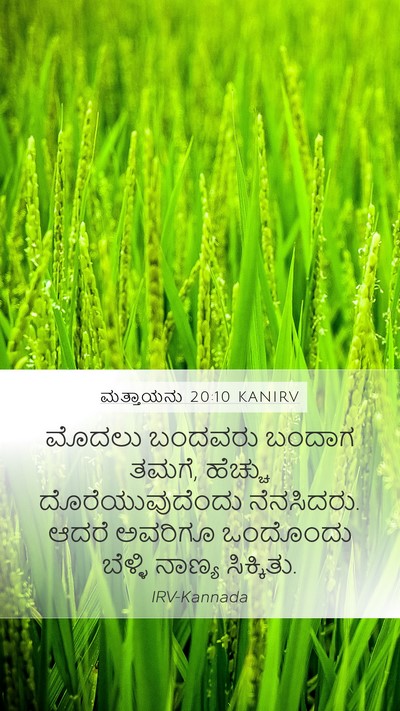 ಮತ್ತಾಯನು 20:10 KANIRV Mobile Phone Wallpaper - ಮೊದಲು ಬಂದವರು - Mobile Bible Verse Wallpaper